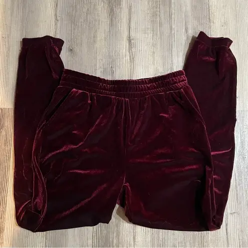 Naked Wardrobe  Pull On Maroon Velvet Jogger Pants - size Large