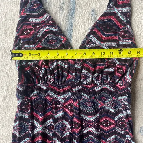 Handbook Petite Maxi Dress P Geometric Print Sleeveless Deep V Back Boho Chic