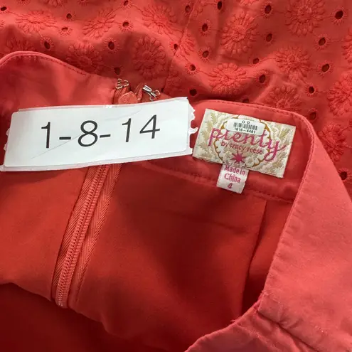 Plenty by Tracy Reese Skirt Womens 4 Eyelet Embroidered Lace Pencil Curved Hem Red