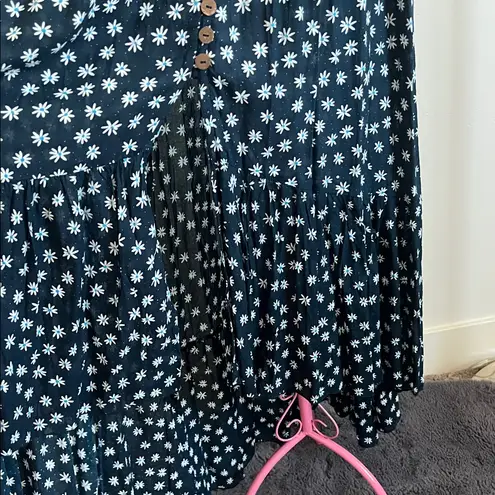 Tiare Hawaii Blue navy floral maxi dress