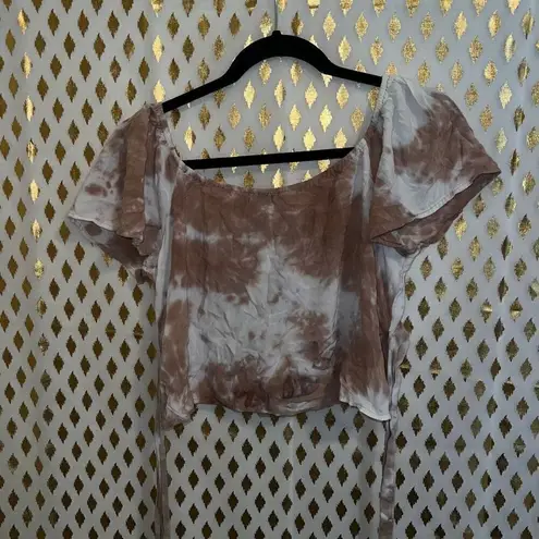 Melrose and Market WEST OF MELROSE The Good Ties Babydoll Top nude tie dye crop top size L