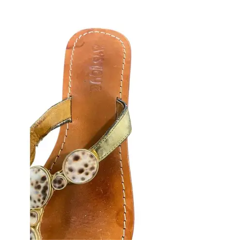 Mystique Thong Sandals Animal Print Brown Size 9