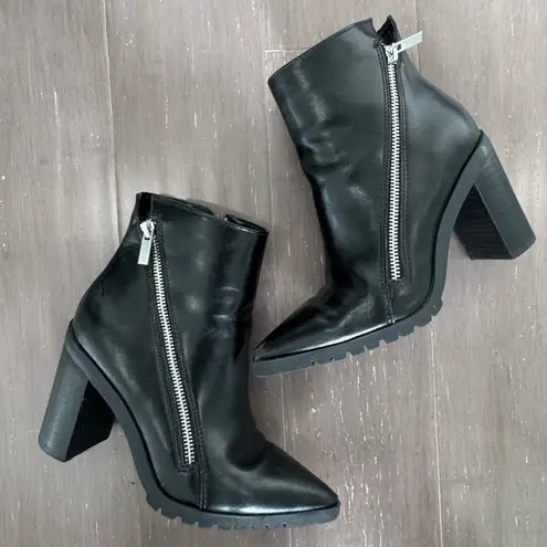 Charles by Charles David Black Leather Heeled Boots zip sz 6 - Image 9