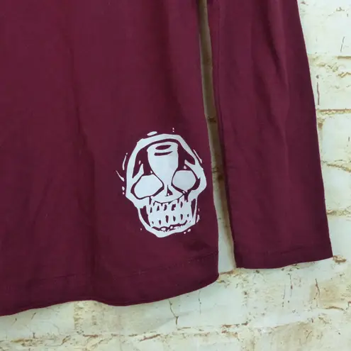 Chronic Clothing Chronic Cellars Shirt Women M Burgundy LS Graphic Logo Skull Red Size M
