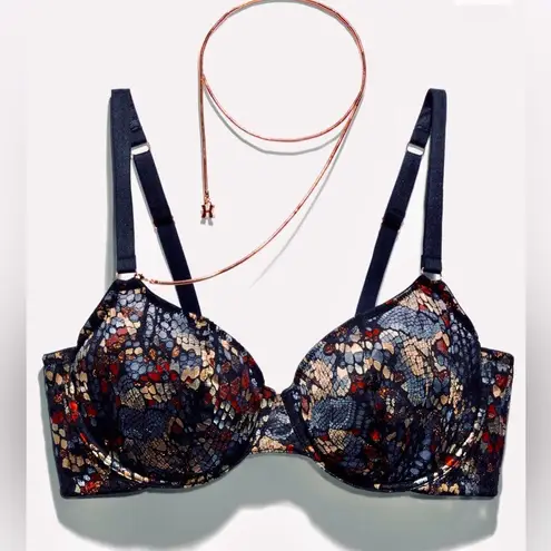 SAVAGE X FENTY Demi Bra Cold-Hearted Snake Lace w/Chain NWT!