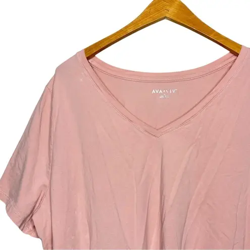 Ava & Viv Women’s Short Sleeve V-Neck T-Shirt Pink Size 3X