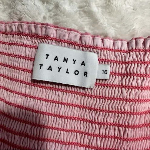 Tanya Taylor Size 16 Pink Tiered Claire Sun dress Pastel Stripe Coastal Wedding