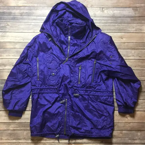 VINTAGE PURPLE PULLOVER APRES SKI SNOW WINTER WINDBREAKER JACKET Size M
