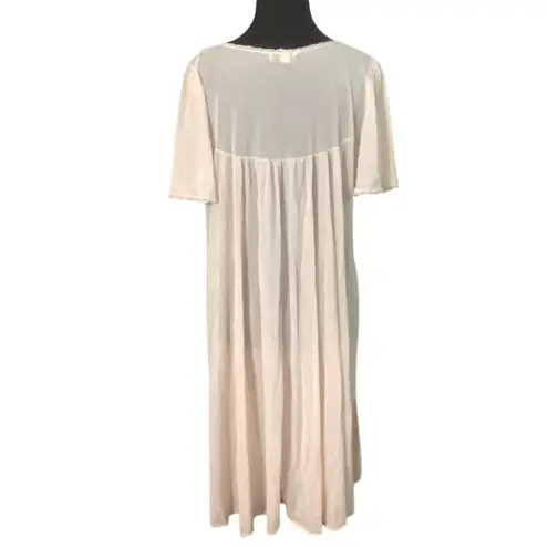 Vintage Pink Lace Nightgown Romantic Peignoir Sz Large Style Coquette Soft Girl