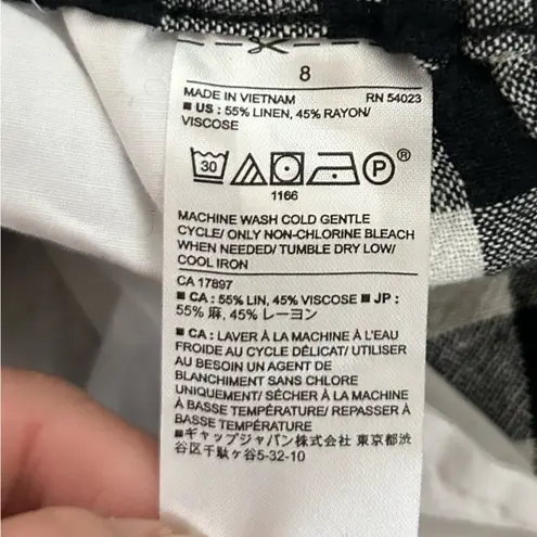 Banana Republic  Factory Hayden Pant Black & White Checkered Linen Blend Size 8