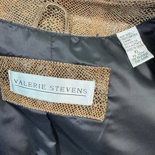 Valerie Stevens Valerie Steven’s Collarless Brown Snakeskin Print Leather Jacket Size X-Large XL