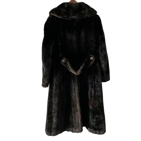 Vintage 60s/70s Tissavel France Faux Fur Long peacoat overcoat size S Brown