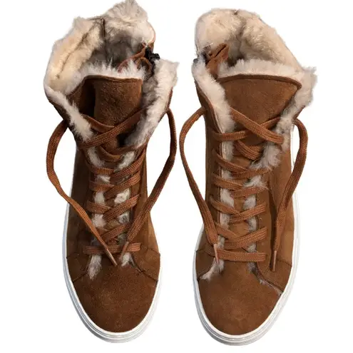 NWOT Celtic & Co Shearling High Top Sneakers in Whisky 7837 Tan Size 10