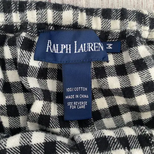 Ralph Lauren women M 100% cotton pull on plaid pj pants black & white