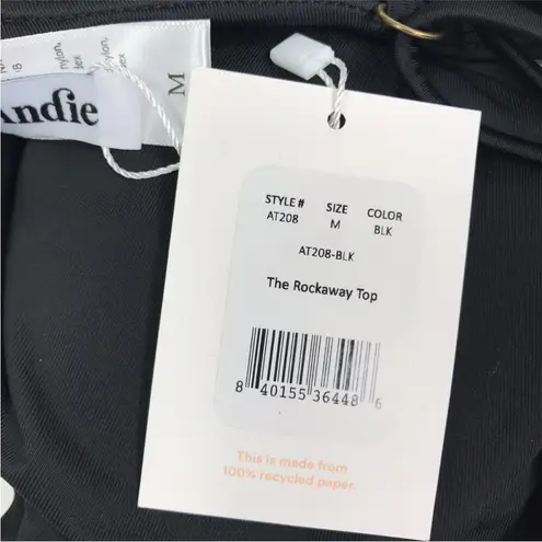 ANDIE The Rockaway Swim Top Women Sz M Black Pull On Feminine Retro Grunge NWT