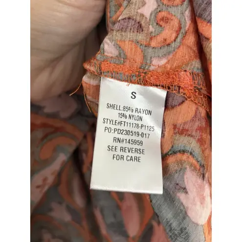 Dress Forum Los Angeles Paisley Floral Tie Front Tropical Top Boho Peasant S