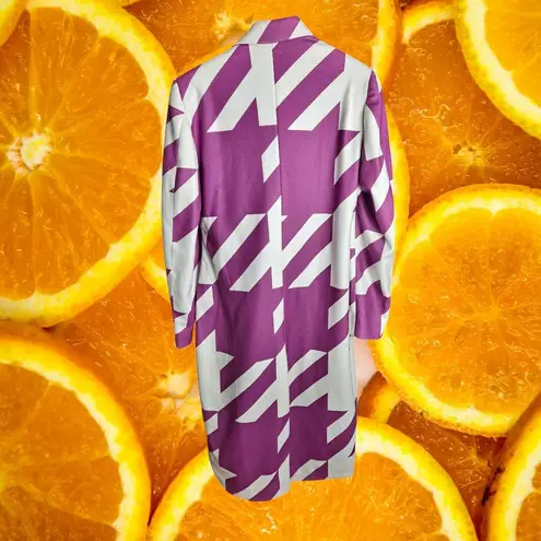 Jacket Hub Purple Emily in Paris White Geometric Print Double Breasted Jacket Purple