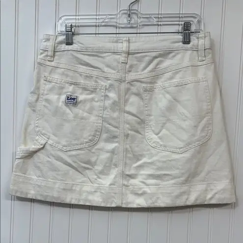 Lee  Workwear Vintage 90s Cream Denim Mini Skirt Women's 10 - Image 3