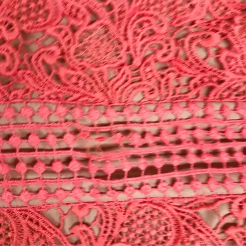 Stylestalker Coral Crochet Lace Mini Dress Spaghetti Strap Amelie Sz Medium New