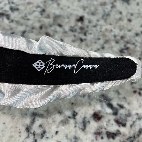 Brianna Cannon Satin/Silk Headband with Hand Sewn Beads Flowers Feminine New White