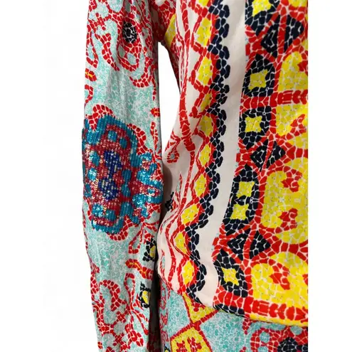 ROCOCO SAND S Mini Dress Wrap Ruffle Hem V Neck REVOLVE Sequin Applique