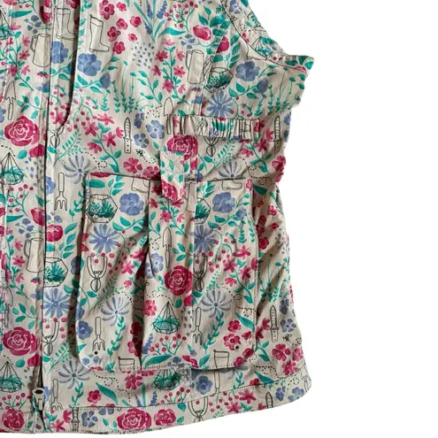 Duluth Trading Heirloom Floral Gardener Chore Vest Size Large Gray