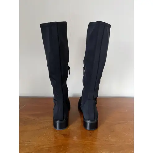 Donald J Pliner • Zela Crepe Stretch Boots black knee high neoprene tall Size 7.5