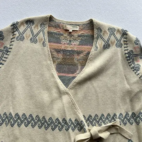 Odd Molly Boho Cardigan Sweater Wrap Tie Fringe Hem Tribal Knit Women's Size 2