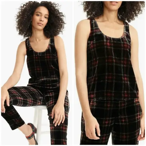 J.CREW Stewart Tartan Plaid Velvet Tank Top Shell Women's