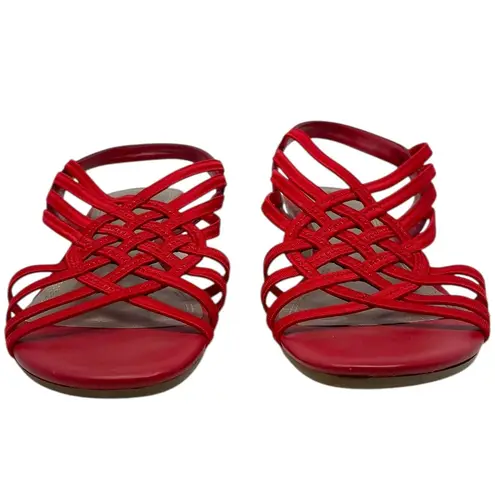 Naturalizer Red Strappy Slingback Wedge Sandals Women’s Size 8M