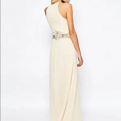 ASOS NWT Jarlo London  Cream Aden Maxi Dress Lace Insert Waist Size XS/8