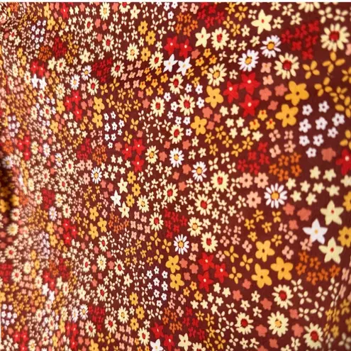 Planet Gold Floral Long Sleeve Criss Cross Crop Top Burnt Henna XS Bohemian New