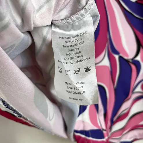 San Soleil Top Womens Size Medium Pink Floral 1/4 Zip Long Sleeve Sun UV UPF