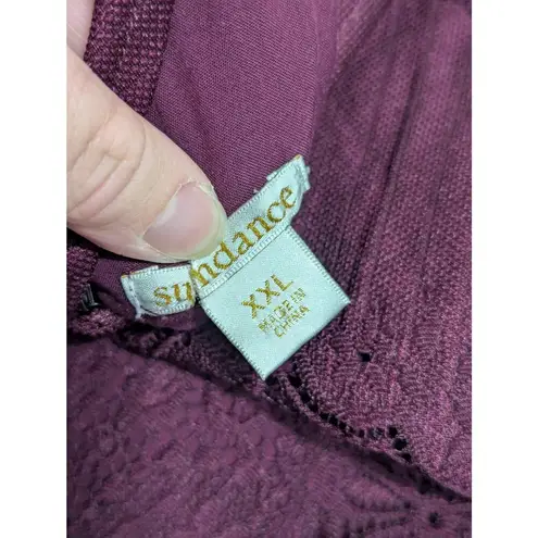 Sundance Northern Sky Dress Lace Short Sleeve Maroon Burgundy Scallop Womens XXL Purple