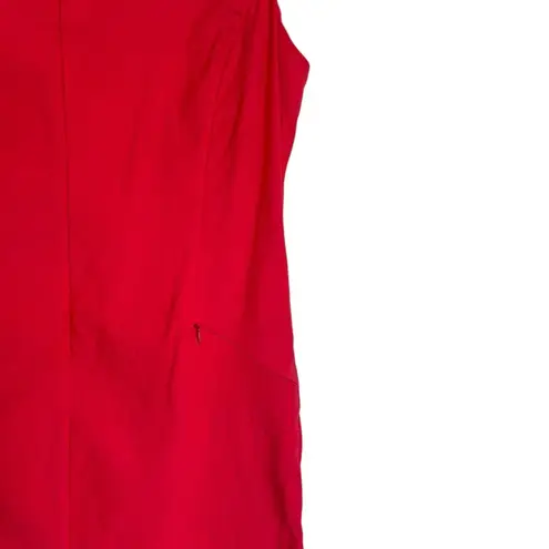 J. McLaughlin Catalina Cloth Red Sleeveless Sheath Dress size 12 Pockets Stretch