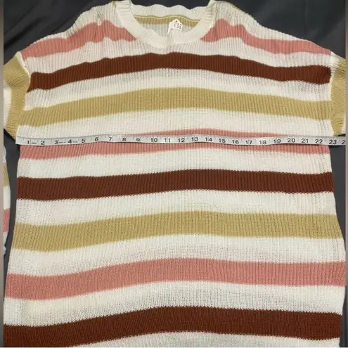 Showa Striped Knit Sweater Rose Pink, White, Khaki, Burnt Red Small NWT White