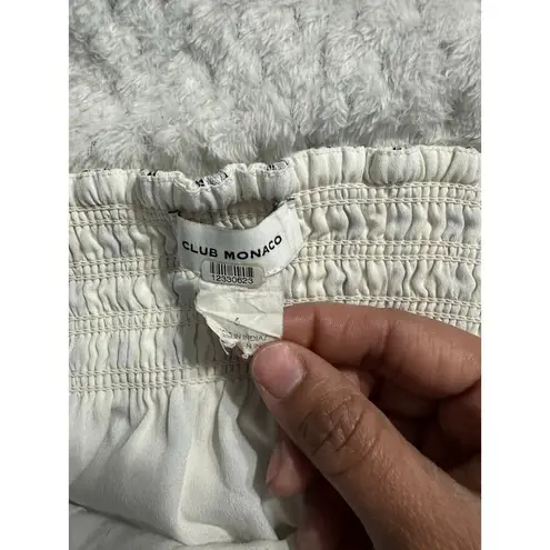 Club Monaco Mairead Skirt Women's 6 White Blue Striped Wrap Lined Mini Side Tie