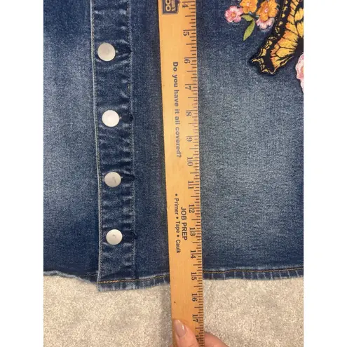 Driftwood Free People Leah Denim Floral Mini Skirt Size 30 in Butterfly Effect