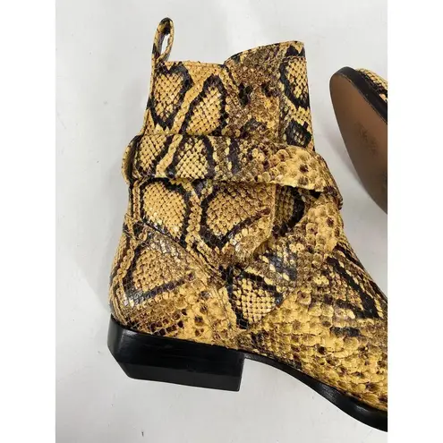 Chloé Chloe Rylee Python Snakeskin Print Leather Buckle Pointed Toe Ankle Boots 37