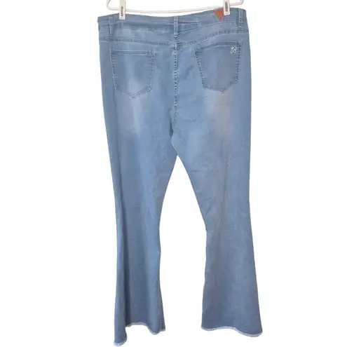 Red Bottoms Blue Flare Wide Leg Jeans Raw Hem Western Retro Juniors Size 17