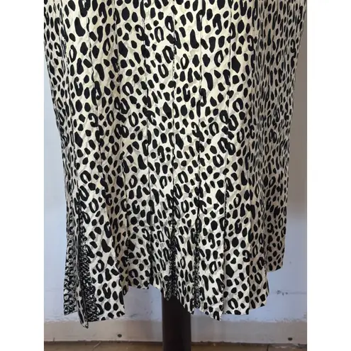 Julie Francis Bergdorf Goodman Dress Woman 16 Black White Silk Vintage Leopard