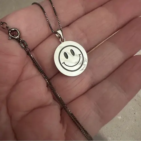 Sterling Silver Smiley Face Necklace – “Smile You’re Beautiful” Silver