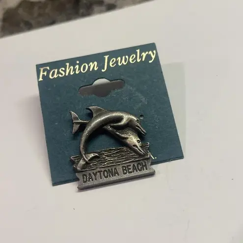 NWT Pewter Dayton Beach Brooch Pin Florida Travel Pin