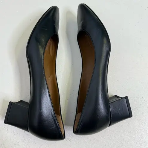 Aquatalia Black Leather Block Heel Pumps | Size 8.5 | Made in Italy