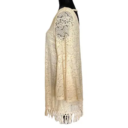 JODIFL Womens Dress Size M Cream Lace Overlay Boho Bell Sleeves Hippie NEW