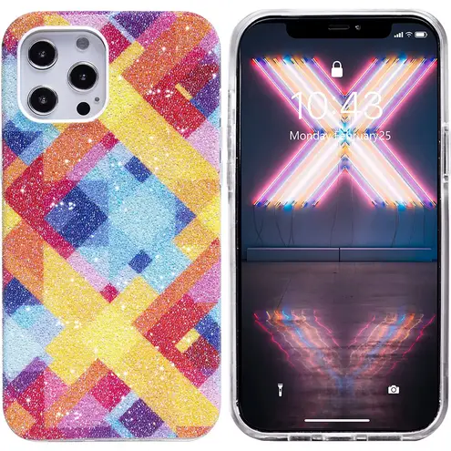 Stylish Glitter Sparkle Shockproof Case iPhone 12 Pro Max Colorful Geometry