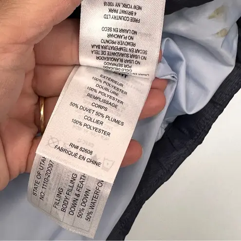 Free Country Puffy Vest navy blue down Feather small zip up pockets casual