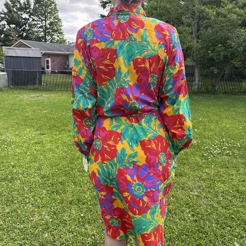 Oscar de la Renta Dress Womens Size Medium Vintage 70s NEW W TAGS Swirl Bright