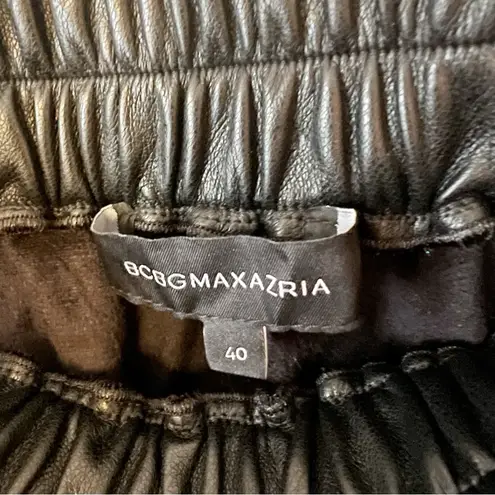 BCBG Maxazria Black Faux Leather Joggers Snap Hem Size 40 US 8 - Image 5