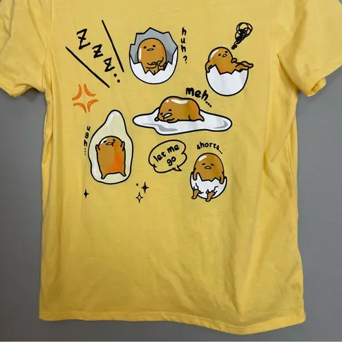 Sanrio Gudetama by T-Shirt Yellow Japanese Graphic Tee Crew Neck Women Medium